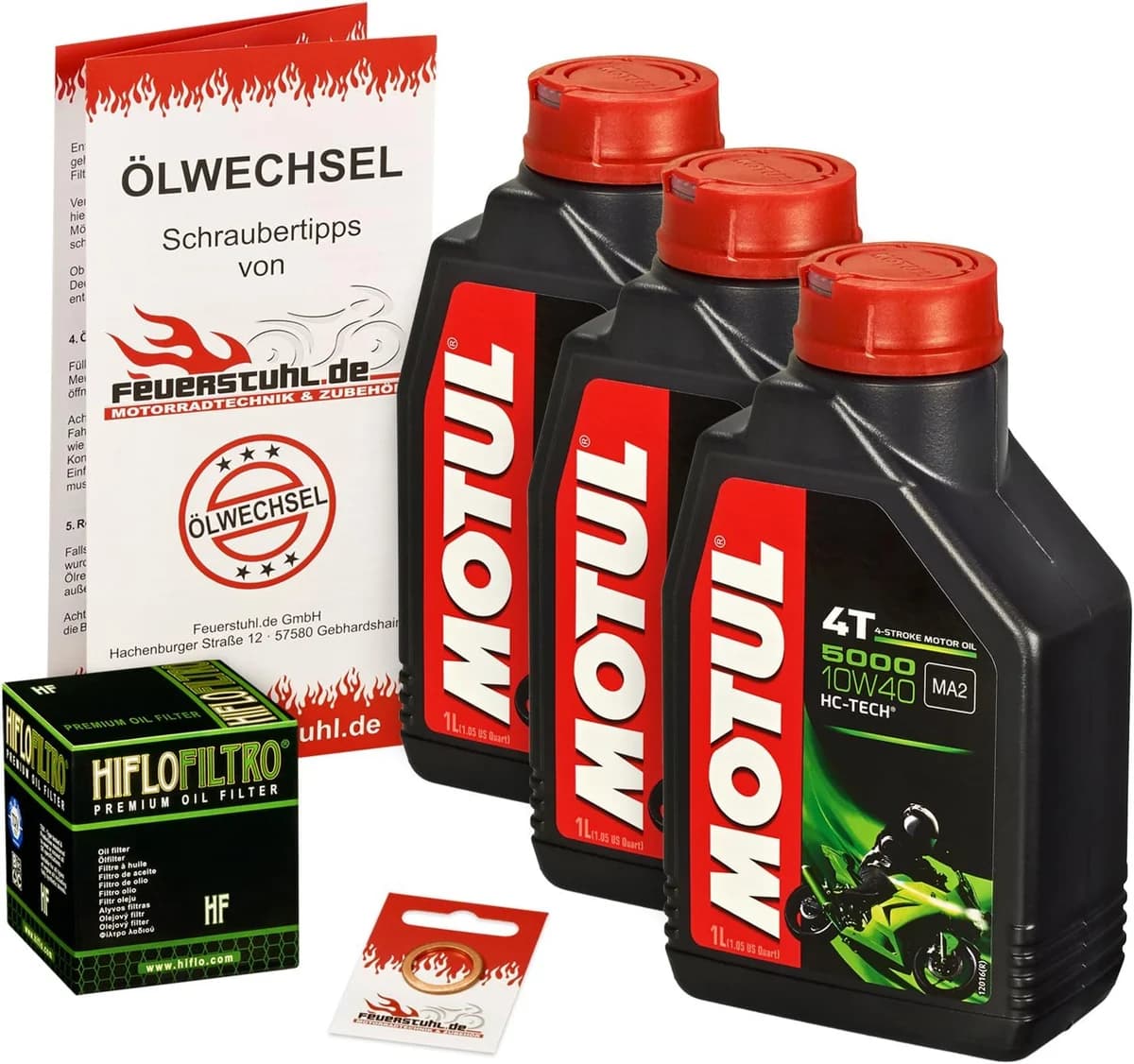 Motul 10W-40 Öl + HiFlo Ölfilter für Suzuki GSXR 600, 06-15, CE CV C3 - Ölwechselset inkl.… product image on Haggl