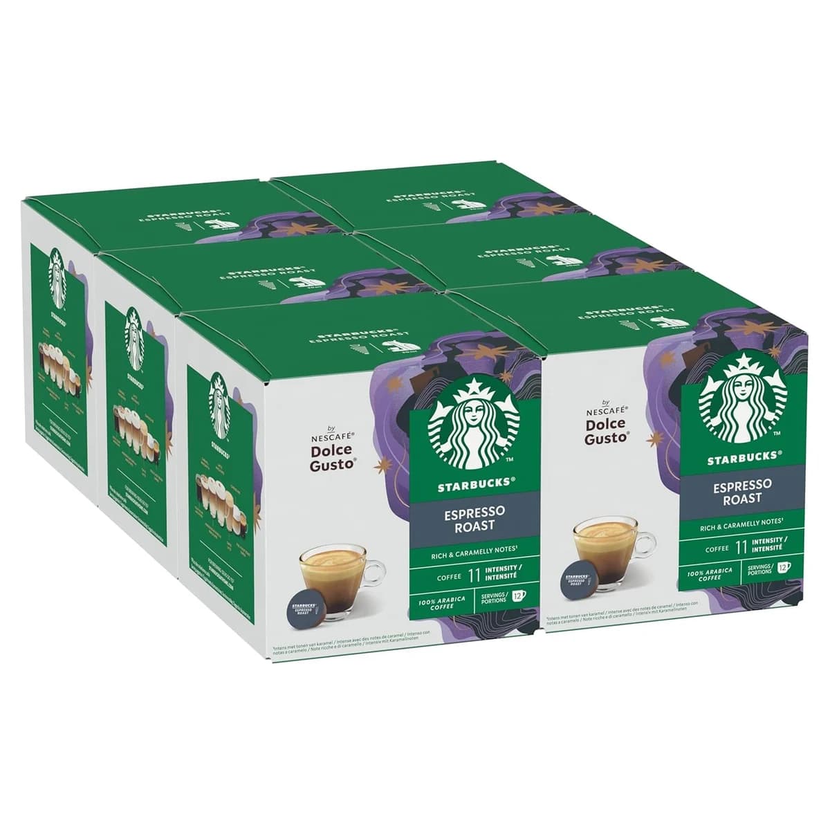 STARBUCKS Espresso Dark Roast Coffee Pods by NESCAFÉ Dolce Gusto, 72 Espresso Capsules (6 packs) product image on Haggl