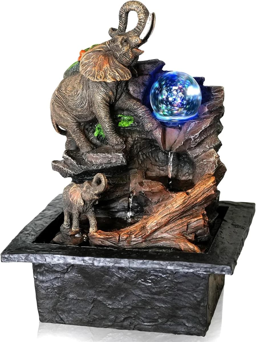 GEEZY Indoor Water Features with LED Lights - Elephant and Glass Ball Design - Easy Assembly,… product image on Haggl