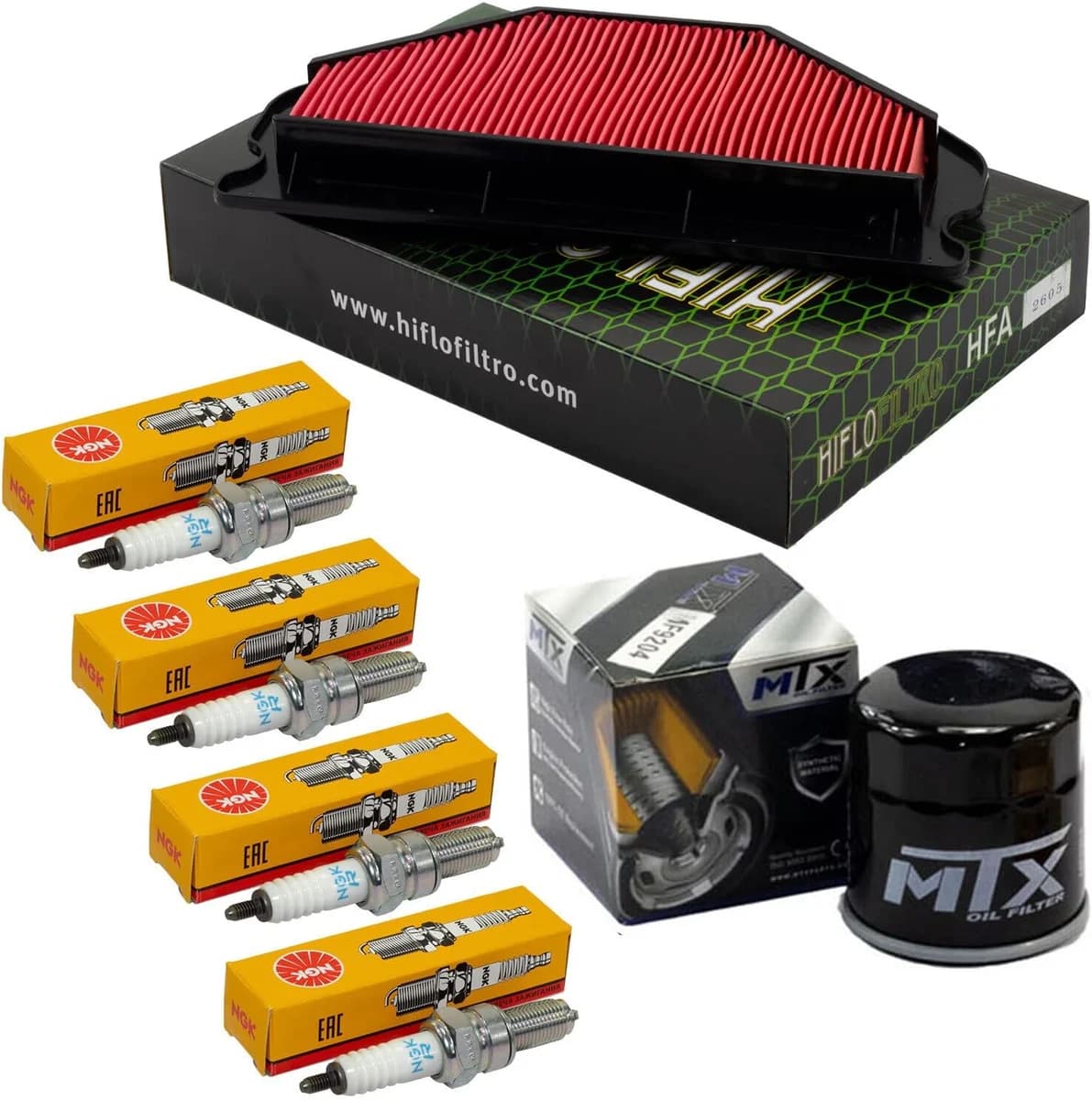 Wartungspaket Luftfilter + Ölfilter + Zündkerzen für Kawasaki ZX-6R 636 ZX-6RR 600 Ninja… product image on Haggl