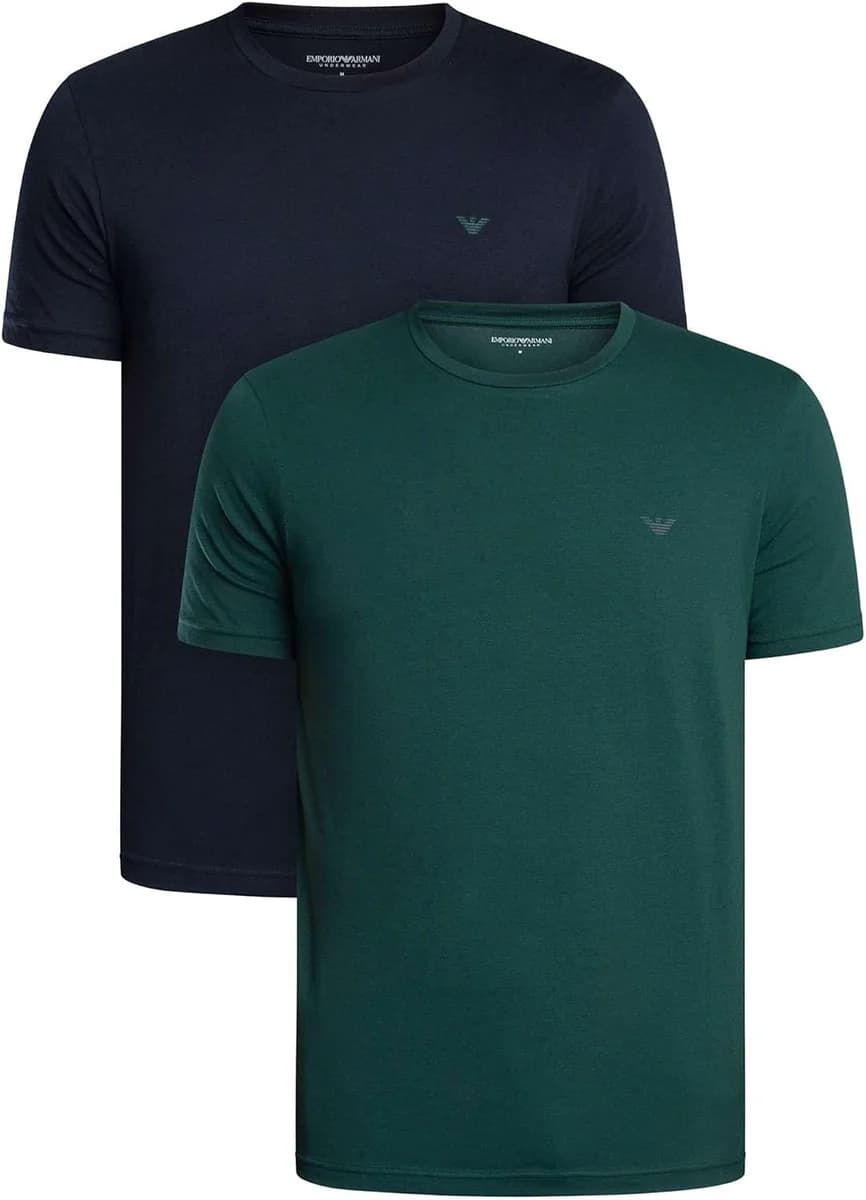 Emporio Armani Herren 2-Pack Crew Neck T-Shirt, Armani Blue/Pine, L EU product image on Haggl