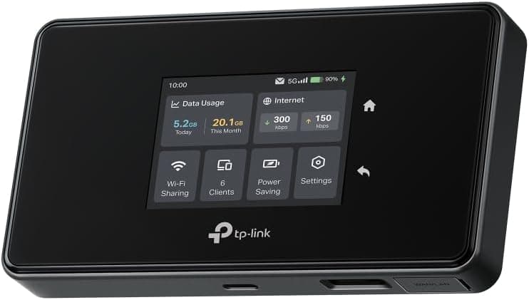 TP-Link M8550 Mobiler 5G-Router mit SIM-Steckplatz, AXE3600 WiFi 6E, Tri-Band Mifi,… product image