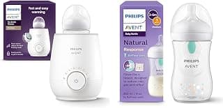 Set of AVENT Quick Premium Bottle Warmer Model SCF358/00 + Philips AVENT Baby Bottles Natural… product image