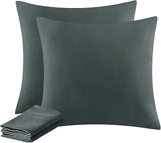 Aisbo Pillowcase, 80 x 80 cm, Set of 2, Anthracite, with Soft Microfibre Zip product image