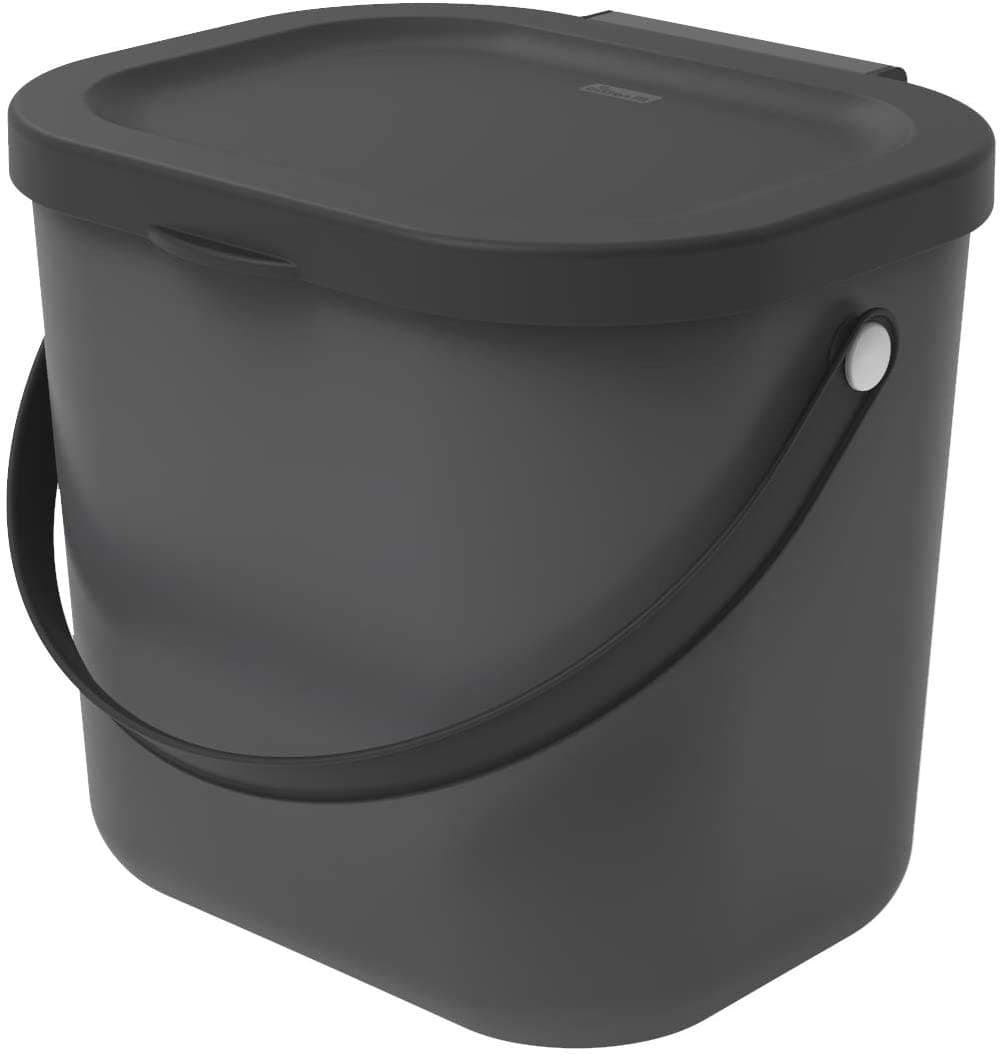 Rotho, Albula, Bio waste bin 6 l for the kitchen, Plastic (PP) BPA-free, anthracite, 6l (23,5… product image
