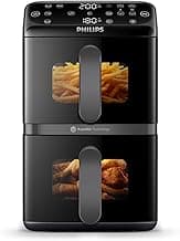 Philips Stacked Airfryer 4000 Serie Heißluftfritteuse, Schwarz/Grau, 10 L | 2 Körbe, 45%… product image