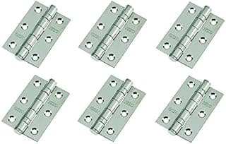 3 Pairs of Door Hinge 3" 75mm Ball Bearing Hinges Polished Chrome Suit Internal Doors Pair (3) product image