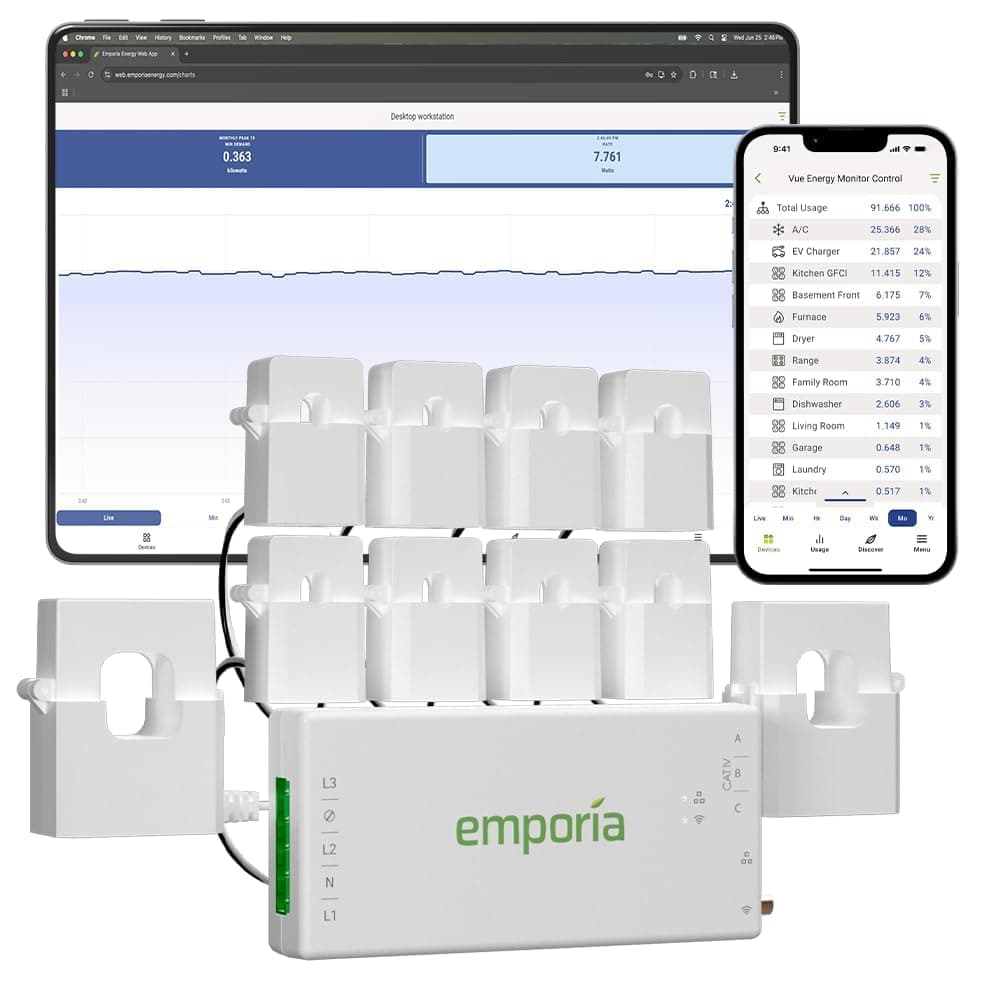 Smart Home Energy Monitor with 8 50A Circuit Level Sensors | Vue - Real Time Electricity… product image