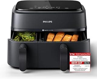 Airfryer Dual Basket 3000 Series Hot Air Fryer, Black, 9 L | 2 baskets, RapidAir Plus… product image