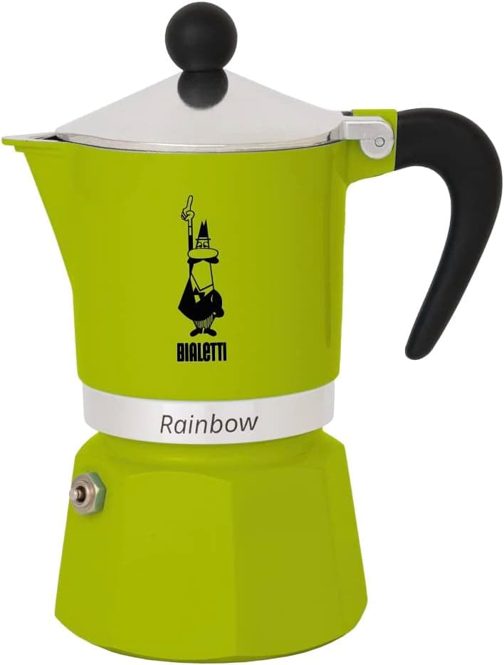 Bialetti 4971 Rainbow Caffettiera Colorata, Alluminio, Verde, 1 Tassa, Grün product image