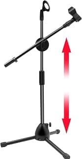 Recording Mike Stand - Portable Foldable Angle Adjustable Tripod, Desktop Microphone Clip… product image