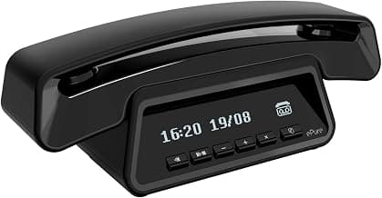 ePure Premium - DECT Cordless Landline Phone with Answering Machine - Vintage Design - Base… product image