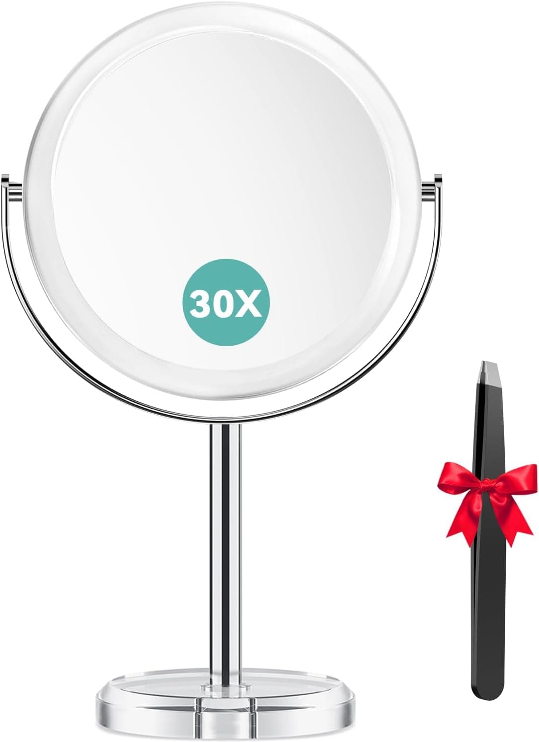 Auxmir 30X Magnifying Vanity Mirror with Tweezers, 6.8'' Double Sided 30X/1X Magnifying Makeup… product image