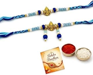 zig zag Bhaiya Bhabhi Pendant Rakhi Set with Roli Chawal & Greeting Card | Designer Rakhi for… product image