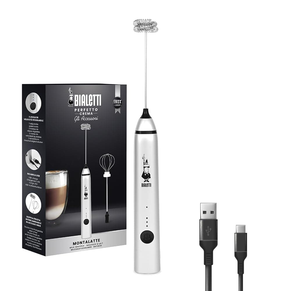 Bialetti Whipper, 3-stufig verstellbar, Doppelquirls, USB-Aufladung, Edelstahl product image