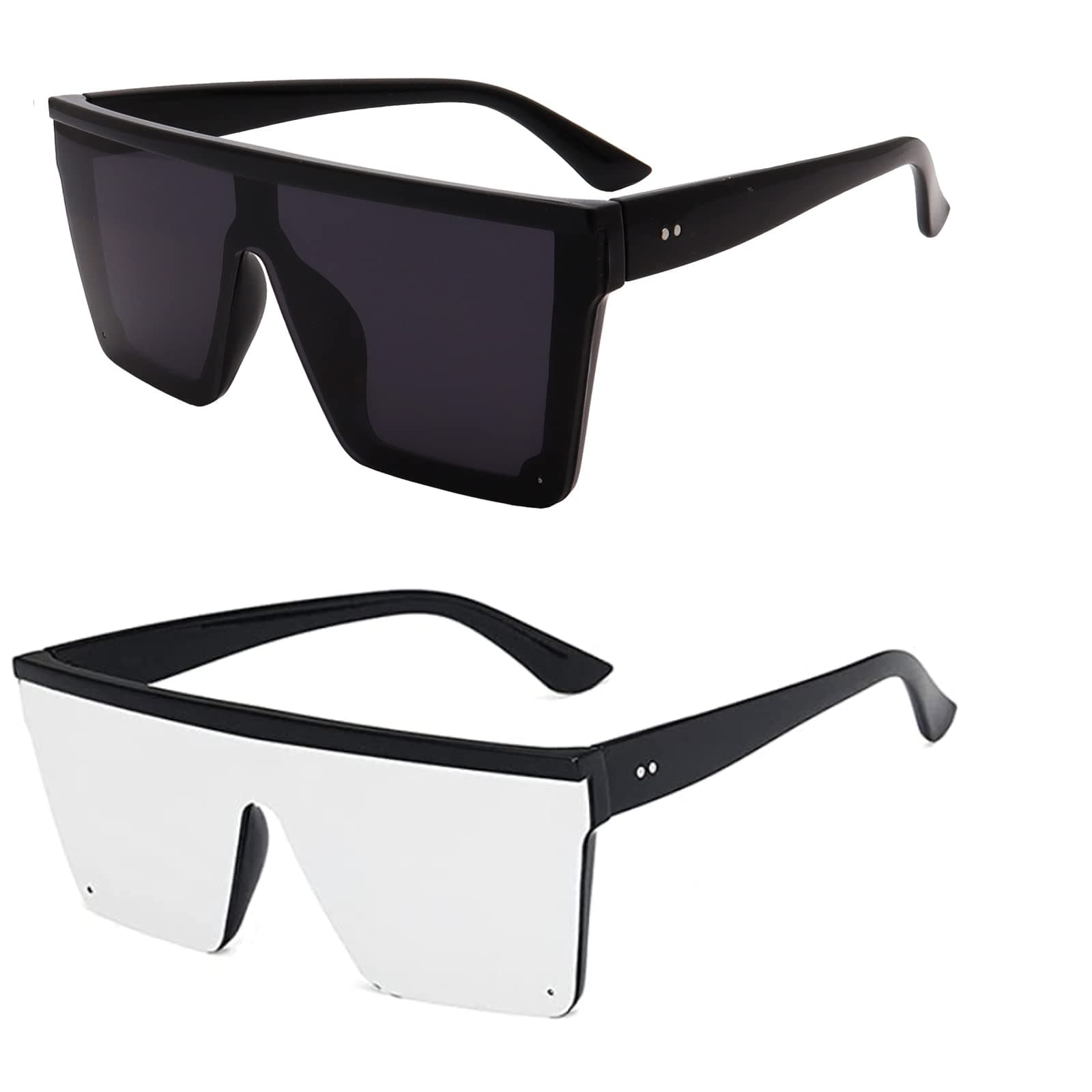 FOURCHEN Square Oversized Sunglasses for Women Men Fashion Flat Top Big Frame Shades… product image