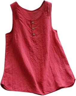 Tank Top Sleeveless Women's Tops Summer Tank Tops Cotton Linen V-Neck Blouse Top Beach Sexy… product image