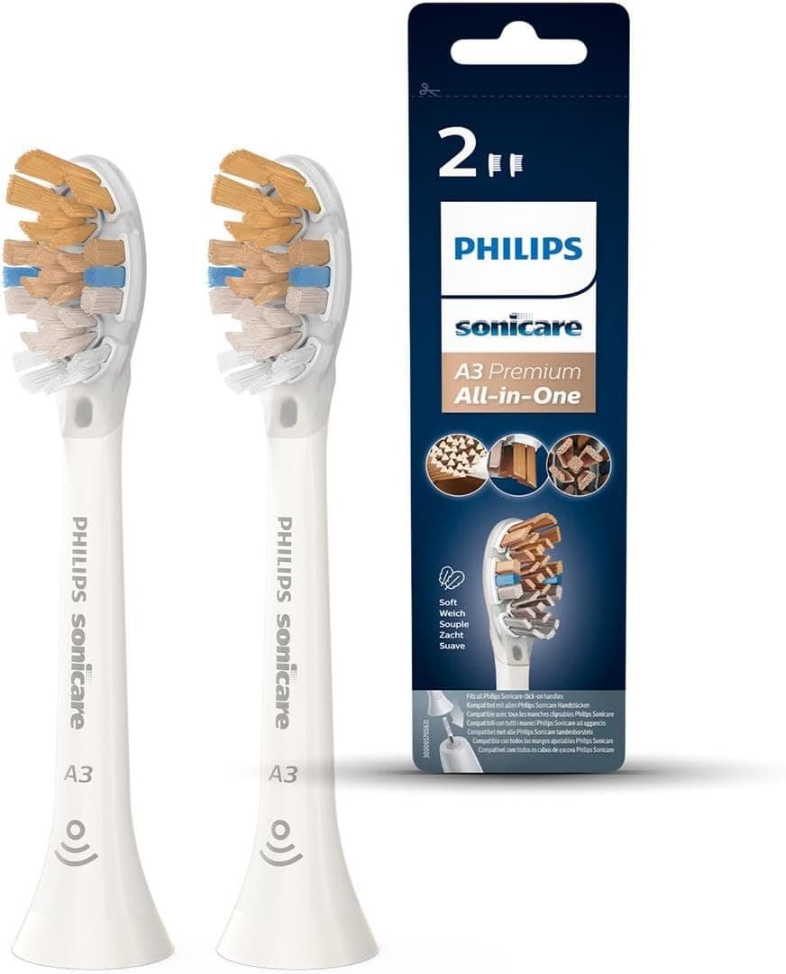 PHILIPS Sonicare Premium All-in-One Original A3 Toothbrush Head, White, Pack of 2 HX9092/10… product image