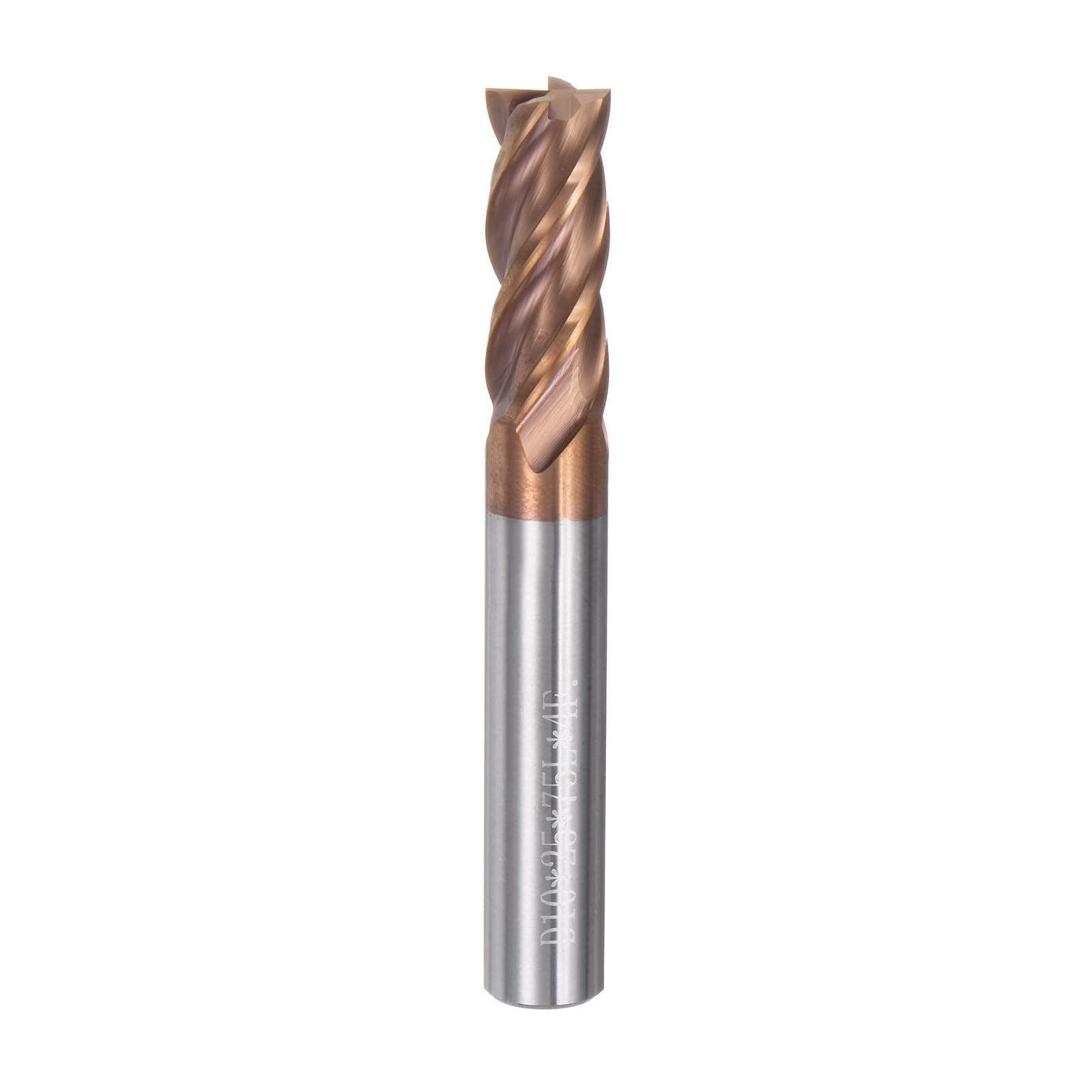 sourcing map 10mm Dia 10mm Shank Square Nose End Mill 4 Flutes HRC50 Carbide AlTiN Coated CNC… product image