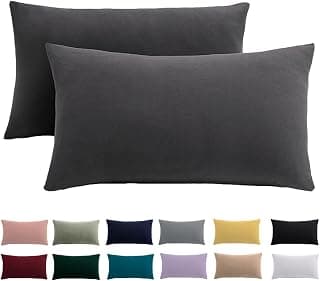 Cushion Cover 40 x 80 cm, Set of 2 - Pillowcase 40 x 80 cm, Anthracite, for Pillows, 100%… product image