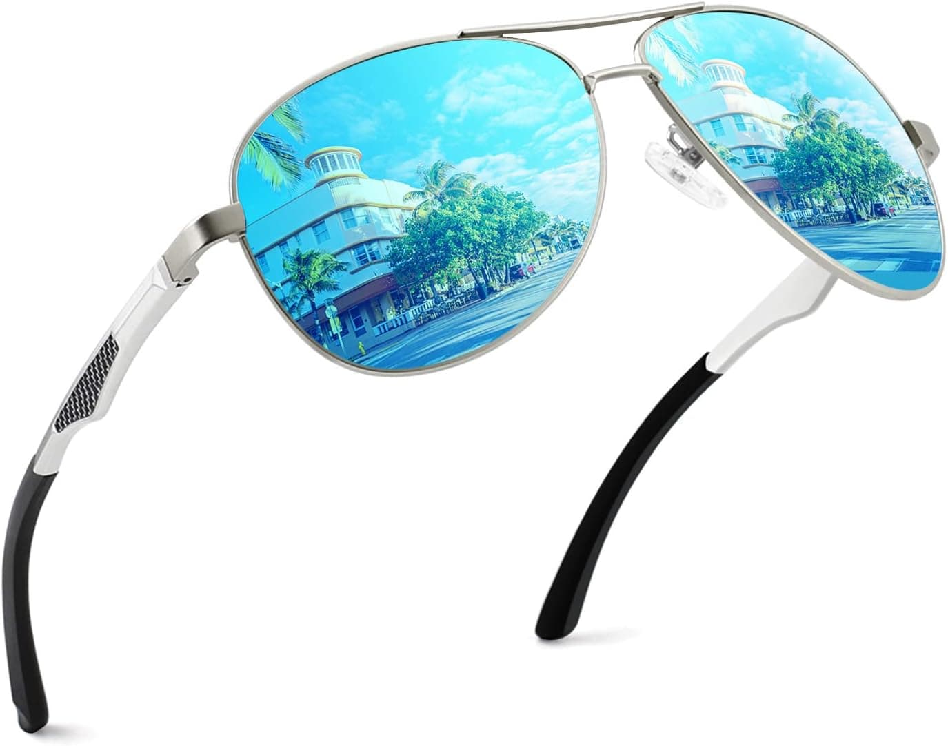 Men's Aviator Sunglasses Premium Spring Hinges Retro Al-Mg Polarized Pilot MOS1 product image