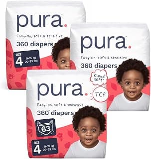 Nappy/Diaper Pants Size 4, 63 Count, 9-15kg, 360° Stretch Fit, Potty Training Pants for… product image