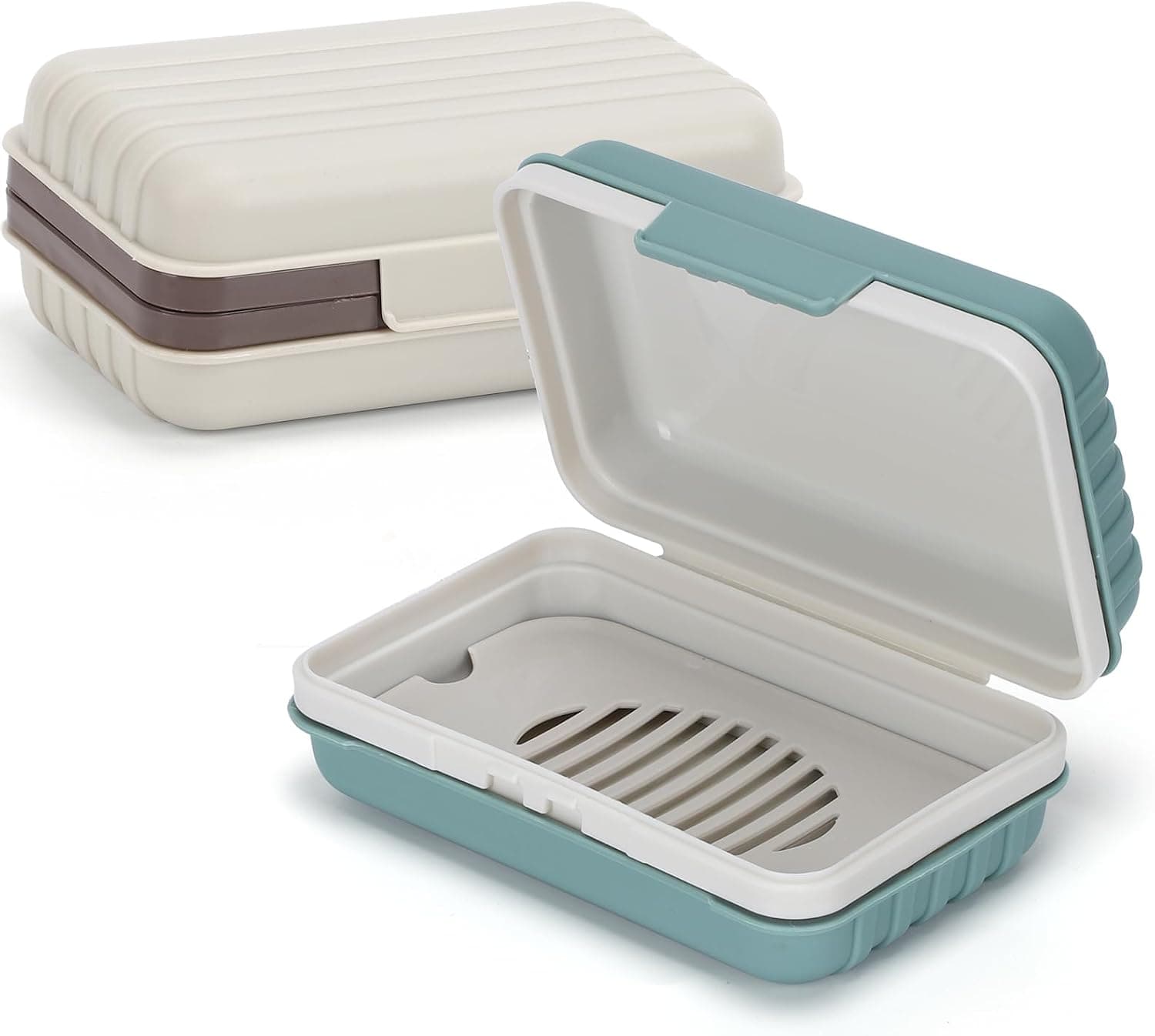 Alyvisun 2 Pieces Travel Soap Dish with Lid, Portable Soap Dish with Draining Tray, Leak Proof… product image