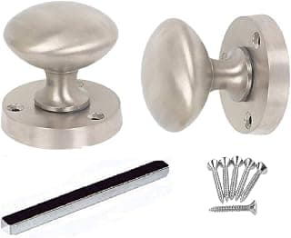 Golden Grace Satin Brushed Chrome Mortice Sprung Door Knob Set Pack Pair | Includes spindle… product image