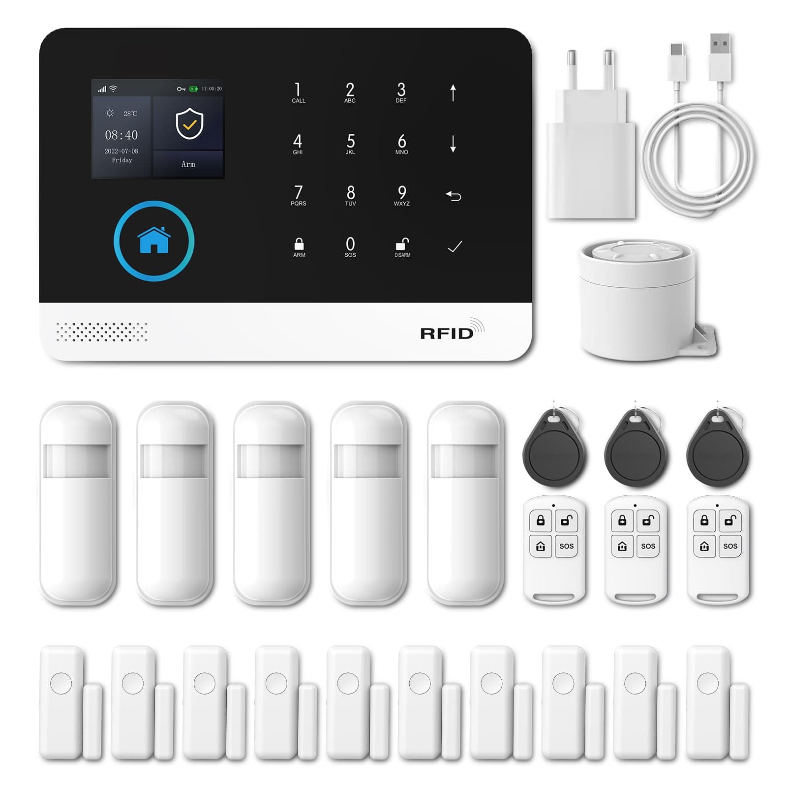 PGST Alarmanlage 21 Stück, WLAN Smart Alarm System mit fürs Home Security, Echtzeit App Push, Beliebig Erweiterbar- funktioniert mit Alexa, für Tür Fenster, Wohnmobil, Wohnung,Garage(PG103-2G-A) product image