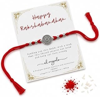El Regalo Unisex-Adult 1Pc Simple Red Thread Rakhi For Brother- Minimalist Antique German… product image