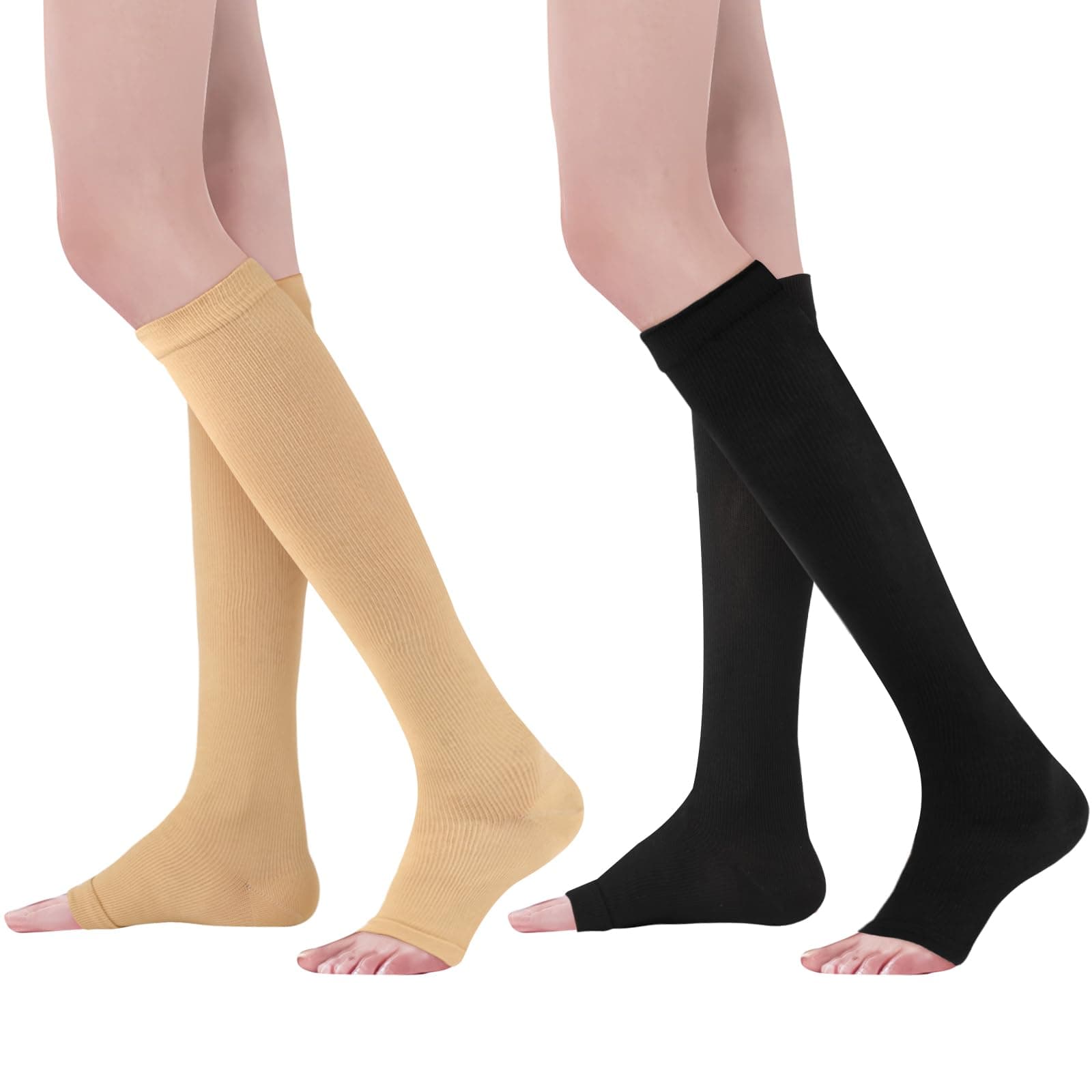 2 Pair Toeless Compression Socks for Women, S/M Open Toe Compression Stockings, Flight Sock… product image