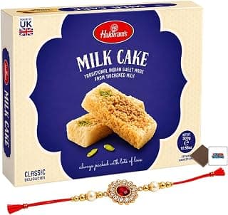 Raksha Bandhan Gift Bundle – Haldiram's Milk Cake 300g & 1 Traditional Rakhi Bracelet – Indian… product image