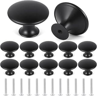 OSDUE 12 PCS Black Cabinet Knobs, Single Hole Cupboard Handles, 30mm Round Mushroom Aluminum… product image