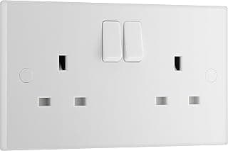 BG Electrical Double Switched Power Plug Wall Socket, Double Pole, Nexus 900 Series, White… product image