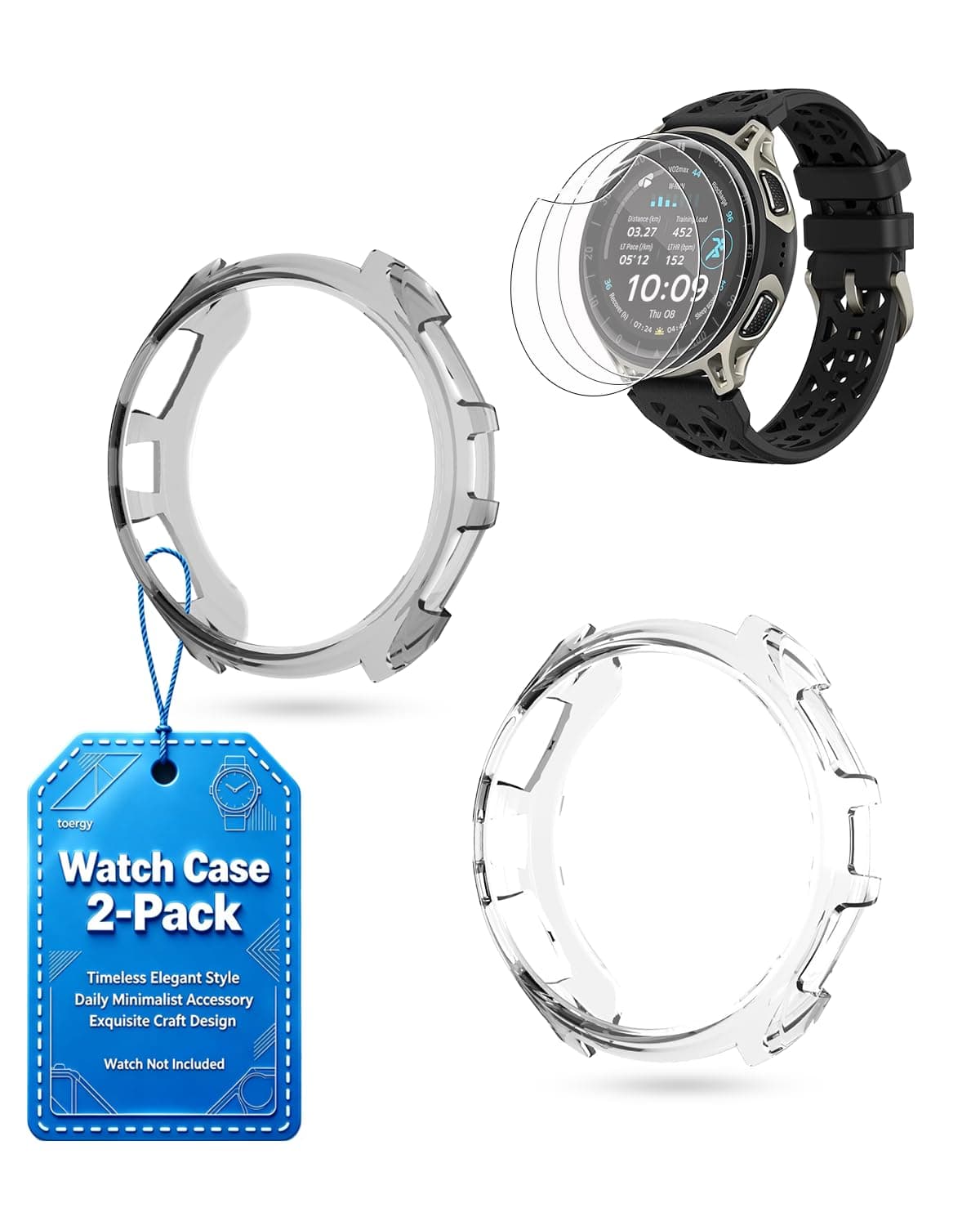 Confezione da 2 custodie per Amazfit Cheetah 2 Pro, 2 in 1, in TPU, con 3 pellicole protettive… product image