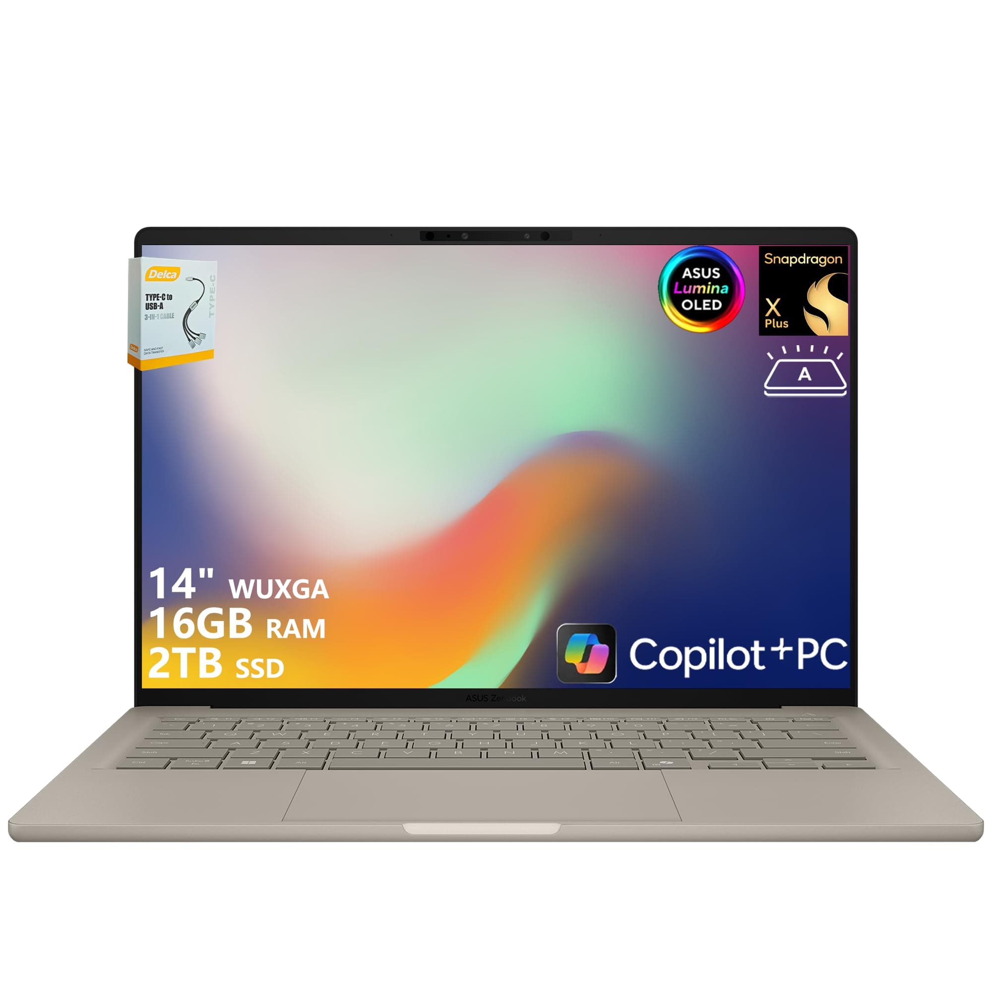 ASUS Zenbook A14 AI Laptop | 14 Inch WUXGA OLED (100% DCI-P3) | Qualcomm Snapdragon X Plus (up… product image