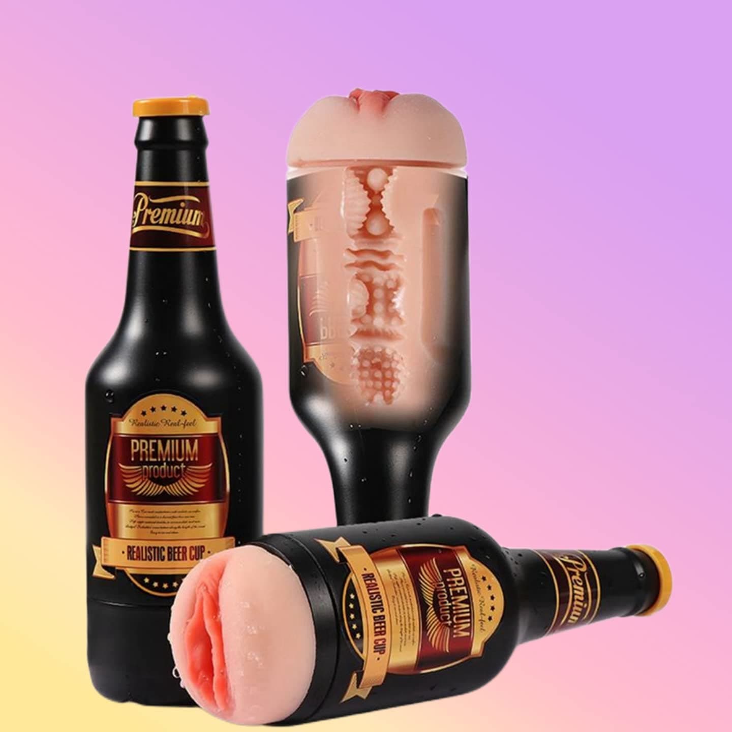 Sl5yK- Soft Silicone Sleeve Manual Beer Bottle Shape Product for Men, Used in Bedroom,… product image