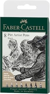 Faber-Castell Art & Graphic Pitt Artist Pen India Ink Pen, Black, Wallet of 8, Arts, Craft,… product image