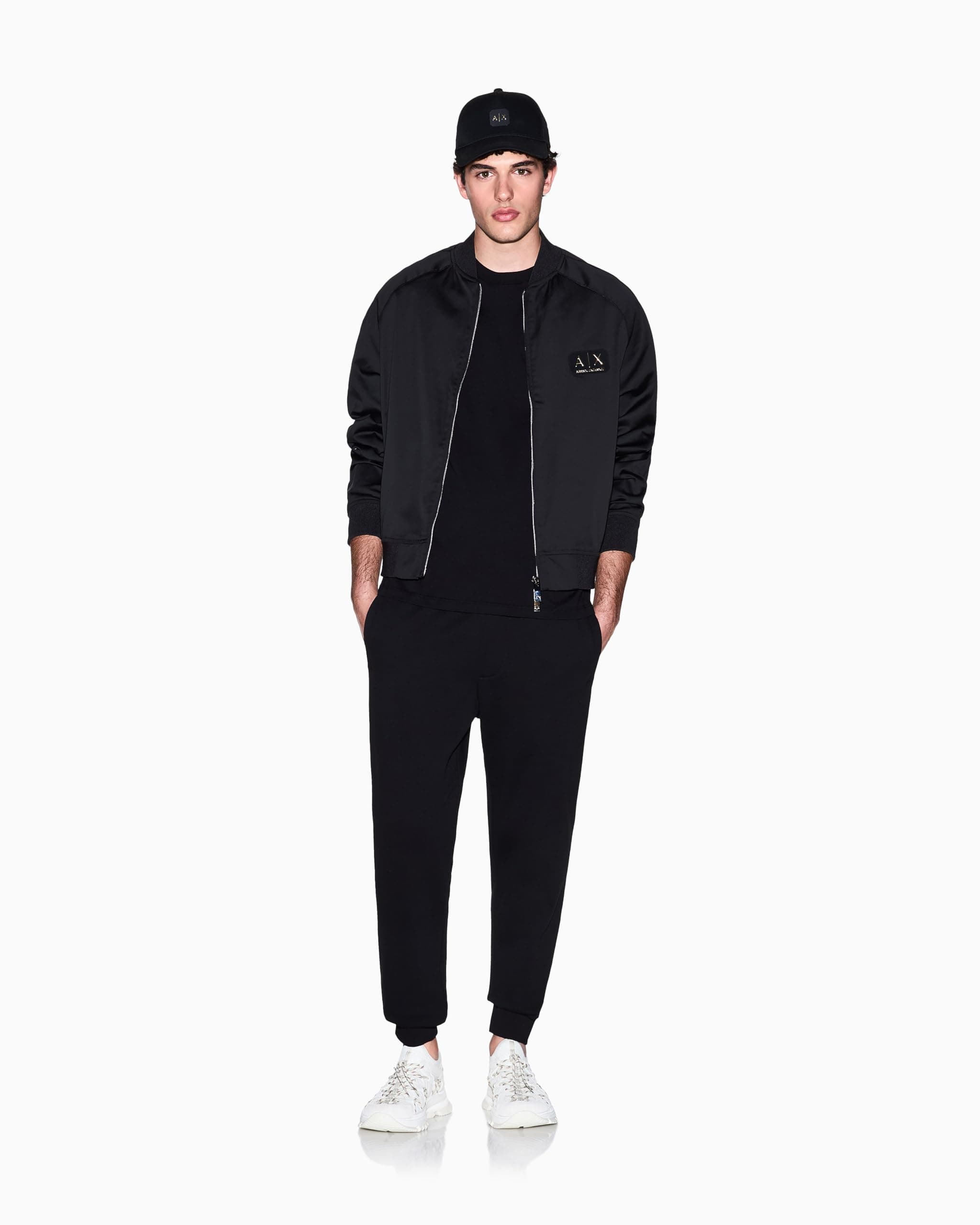 Armani Exchange Men's Black and Gold Capsule, Patch Logo T-Shirt,Black,XL product image