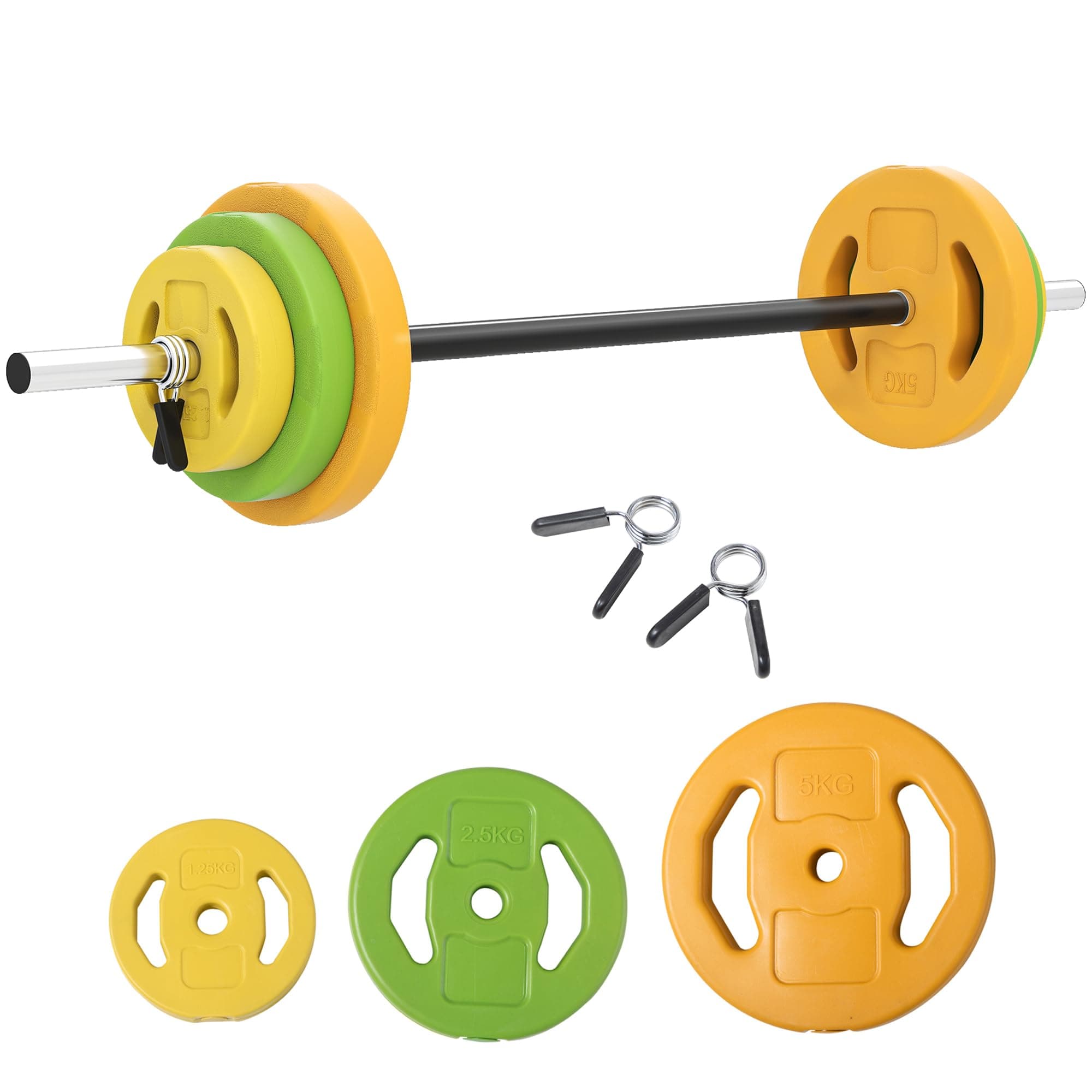 HOMCOM 20kg Barbell Weights Set, Solid One-Piece Barbell Bar, No-Joint Design Adjustable… product image