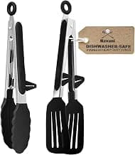 Navani silicone kitchen tongs, 9 inch, set of 2, for cooking & air fryer, black 2-pack product image