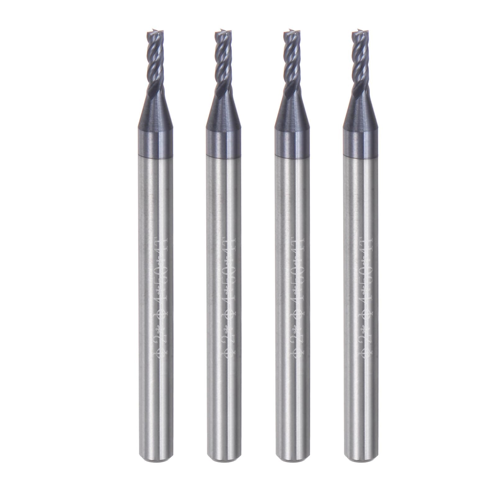 sourcing map 4pcs 2mm Dia 4mm Shank Square Nose End Mill 4 Flutes HRC45 Carbide AlTiN Coated… product image