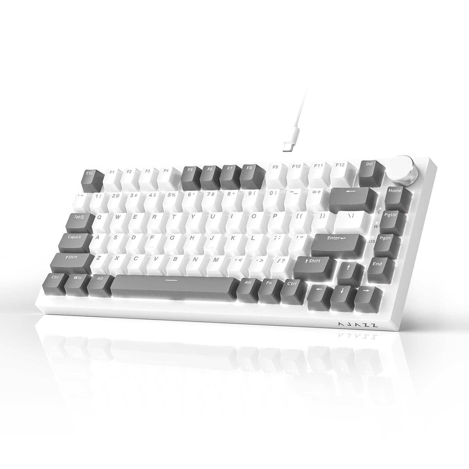 AJAZZ AK820 Mechanical Keyboard, 75% Hot Swappable Wired Keyboard with Volume Control Knob,… product image