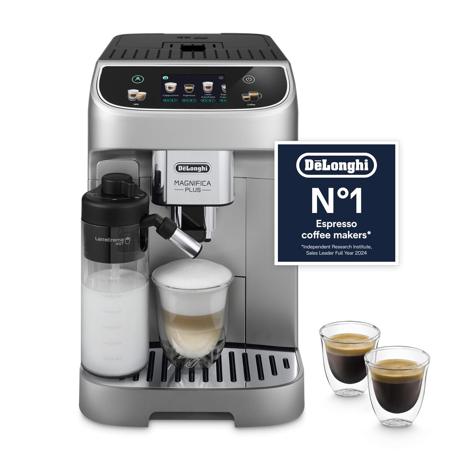 De'Longhi ECAM322.70.SB Magnifica Plus Automatic Coffee Machine with LatteCrema Hot, Bean to… product image
