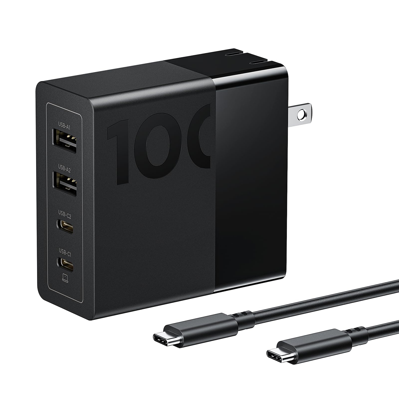 Lenovo 100W USB C Ladegerät, 4-Port Multi-Gerät Schnellladung, Schwarz GaN Power Block mit… product image