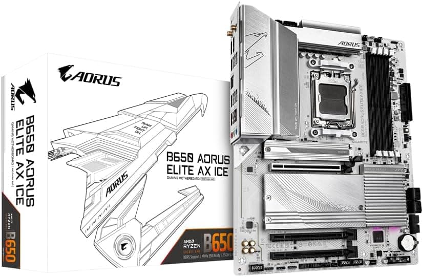 Gigabyte B650 AORUS ELITE AX ICE Motherboard - Supports AMD Ryzen 8000 CPUs, 12+2+2 Phases… product image