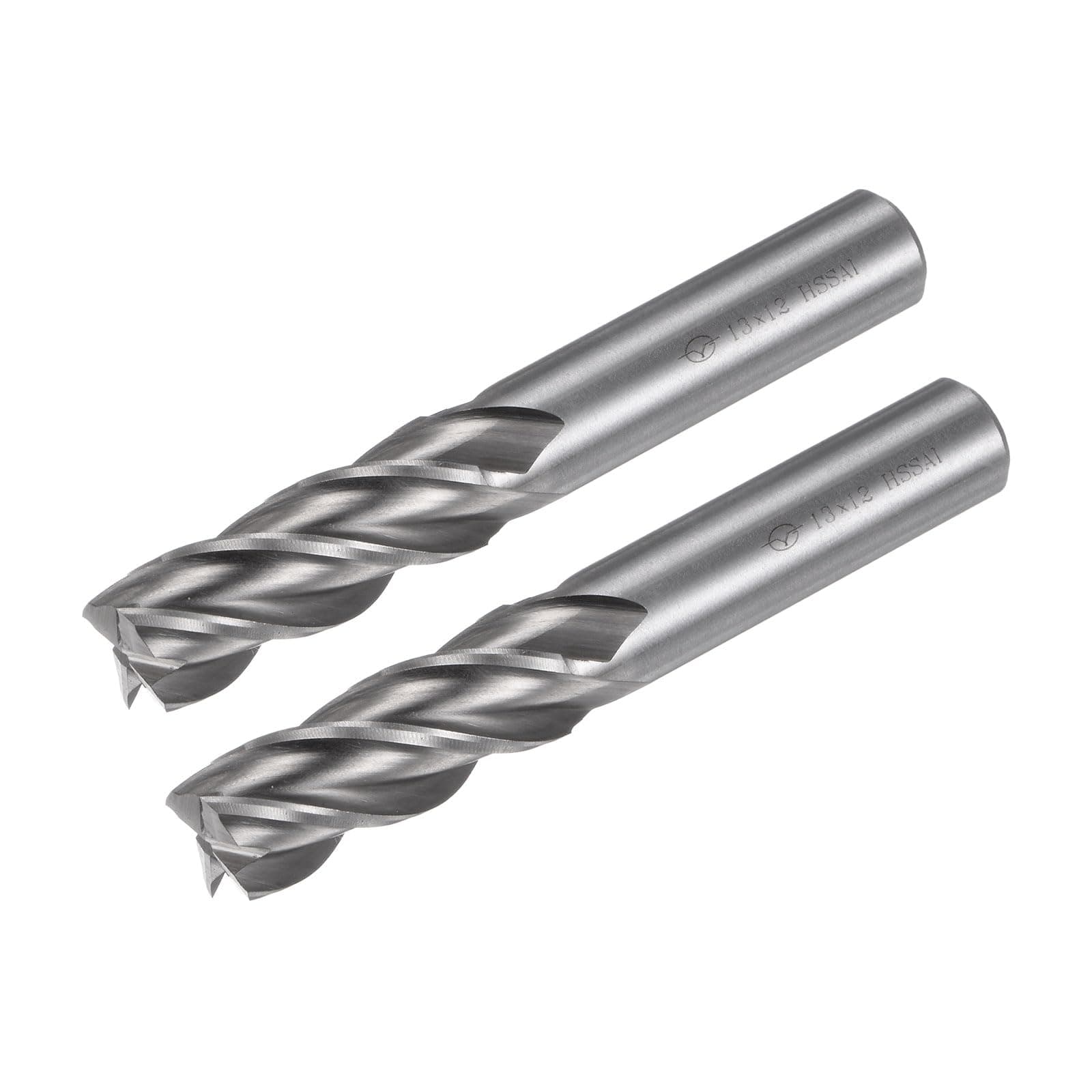 sourcing map 2pcs Carbide End Mills 4-Flute 13mm / 0.51" High-Speed Steel CNC Milling Cutter… product image