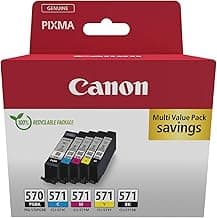 PGI-570 / CLI-571 Genuine Ink Cartridges, Pack of 5 (2 x Black, Cyan, Magenta, Yellow) -… product image