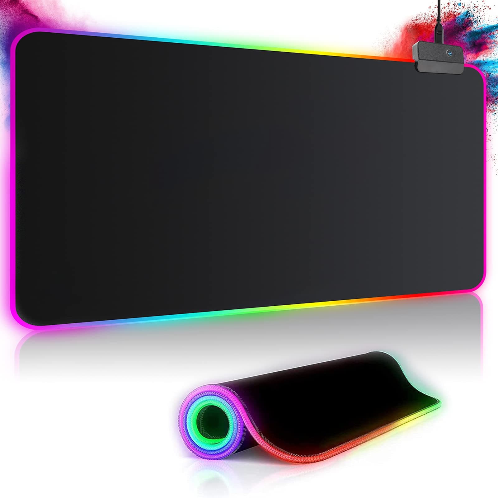 Gaming Mauspad RGB Mousepad 800x300mm XXL Gaming Mousepad groß mit 14 Beleuchtungs Modi 7 LED Farben Wasserdicht Anti Rutsch für Computer PC Professionelle Gamer, Schwarz product image