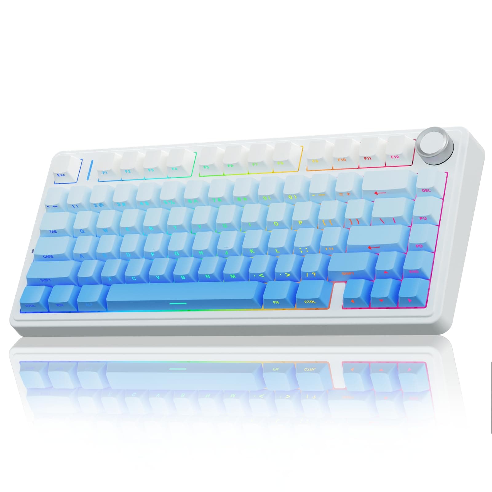 AULA F75 PRO Mechanische Tastatur Gaming,2.4GHz/Type-C/BT5.0 Mechanical Keyboard,Seitlich Graviert,Fünfschichtige Polsterung Struktur,QWERTY,Hot-Swap Kabellos Gaming Tastatur 75 Prozent (Grau) product image